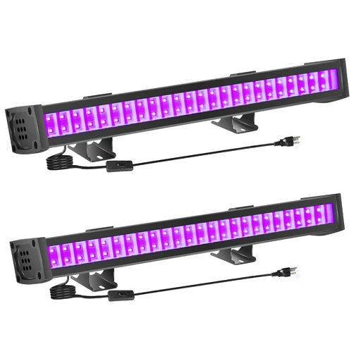 FAISHILAN 2-Pack LED Black Light: Blacklight bar with IP65 Waterproof, Glow-in-The-Dark Party Supplies for Stage Lighting, Body Paint, and Fluorescent Posters