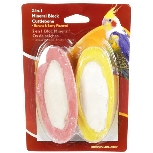 Penn-Plax® Banana & Berry Cuttlebone & Mineral Block Combo for Birds, 2-Pack