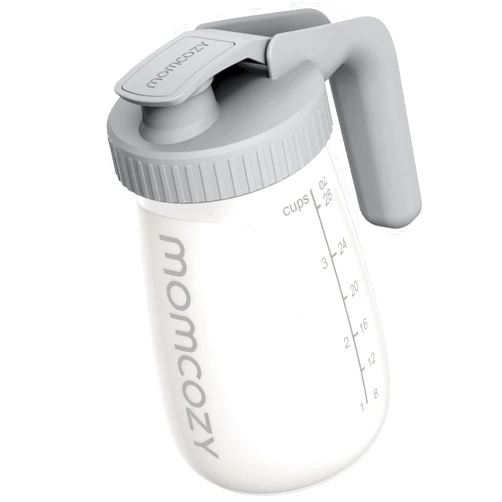 Momcozy Breast Milk Pitcher, Resistant to Heat and Cold Abrupt Temp Swings, No Leak Glass Breast Milk Fridge Storage Container with Wide Mouth, Fast Baby Formula Maker, Breastfeeding Essentials, Grey