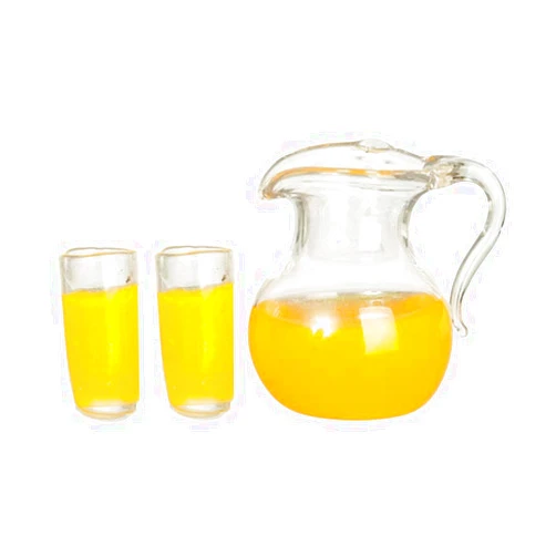 Melody Jane Dolls Houses Dolls House Jug & 2 Glasses of Orange Juice Miniature Kitchen Dining Accessory