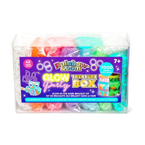 Rainbow Loom: Treasure Box - Glow-in-The-Dark Edition - DIY Bands Jewelry Kit, 7000 Glow Rubber Bands, 2 Happy Looms, Crafting Activity, Kids Ages 7+