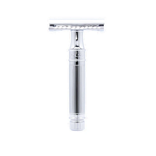 Edwin Jagger DES89LBLAMZ Classic Long Handled Double Edge Manual Eco-Friendly and Reusable Safety Razor for Men and Women for Shaving cream or Soap Fits All DE Razor Blades (Lined)