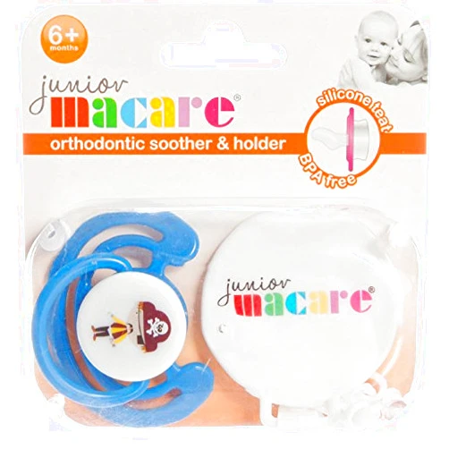 JUNIOR MACARE Orthodontic Soother & Holder 6 months+ (Blue)