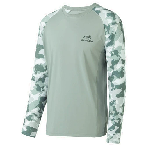 BASSDASH UPF 50 Fishing Tee for Men Camo Long Sleeve Shirt Quick Dry Sweatshirts