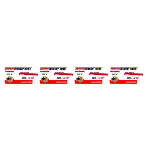 Wooster Brush R207-4 Mohair Blend Roller Cover 1/4-Inch Nap, 4-Inch 4 Pack