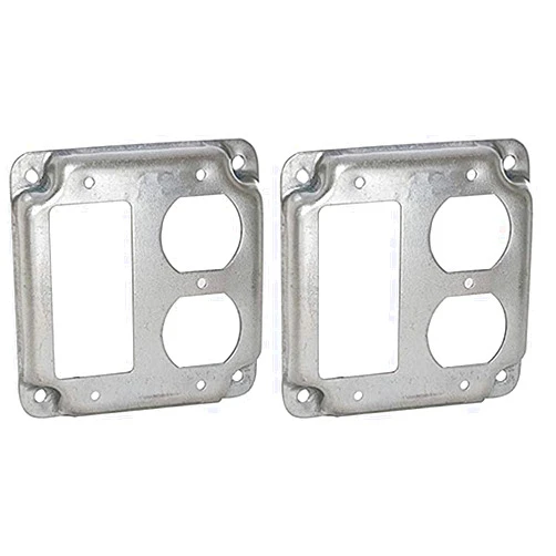 RACO Hubbell-Raco 915C 1 GFCI and 1 Duplex Receptacle 4-Inch Square Exposed Work Cover (Pack of 2)