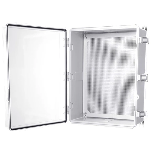 Gratury Junction Box, IP67 Waterproof Plastic Enclosure for Electrical Project, Hinged Grey Cover, Includes Mounting Plate and Wall Bracket (Transparent Cover, 20