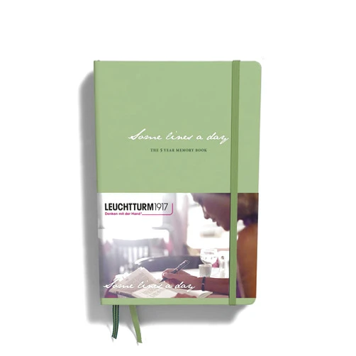 LEUCHTTURM1917 - Some Lines A Day - 5 Year Memory Notebook - Hardcover Journal 366 Pages for 5 Years of Entries (Sage)