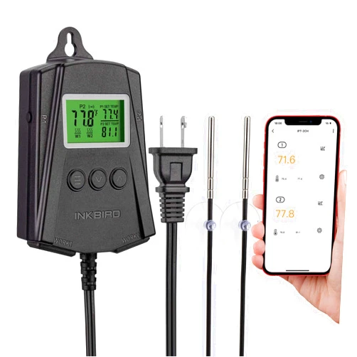 Inkbird WiFi Heat Mat Reptile Thermostat Controller Temperature Controller with 2 Probes and 2 Outlets, IPT-2CH Thermostat (Max 250W per Outlet).