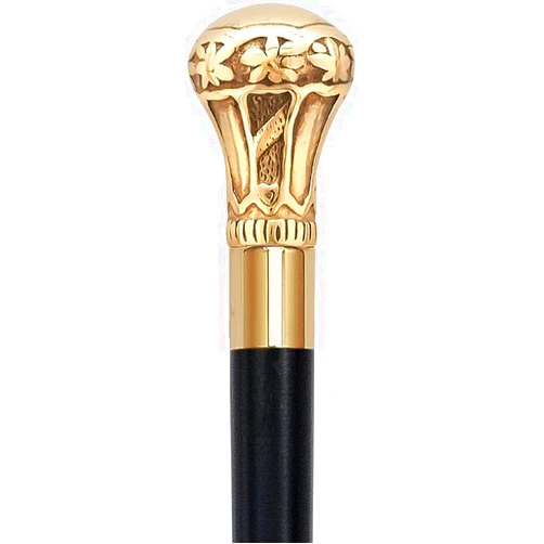 Sadaf Nautical Handmade Brass Knob Handle Walking Cane,Black & Gold,36 inch