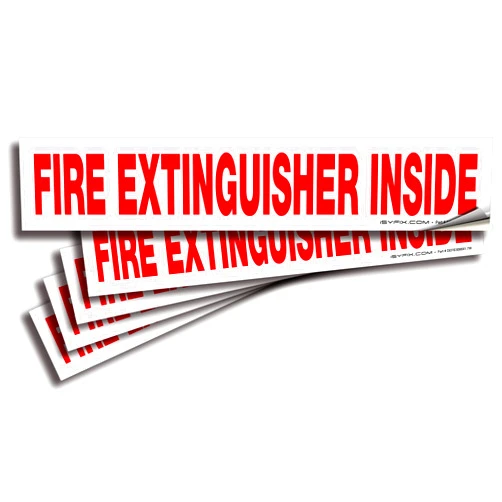 ISYFIX Fire Extinguisher Inside Sticker Sign - 4 Pack 9x1.7 Inch - Premium Self-Adhesive Vinyl, Laminated for Ultimate UV, Weather, Scratch, Water and Fade Resistance, Indoor and Outdoor