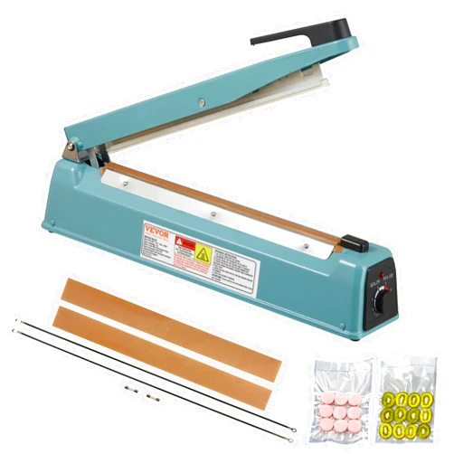 VEVOR Impulse Sealer 12 inch, Manual Heat Seal Machine with Adjustable Heating Mode, Iron Shrink Wrap Bag Sealers for Plastic Mylar PE PP Bags, Portable Poly Bag Sealing Machine with Extra Replace Kit
