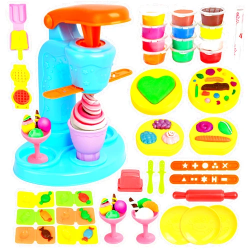 SANCO Playdough - 45Pcs Ice Cream Dough Maker Set with 12 Colors Clay Dough, Kitchen Creations Toy Food Playdough Sets for Kids 3-8 , Birthday for Boys & Girls