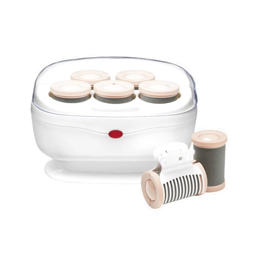 Conair Double Ceramic Hot Rollers for Long, Medium & Short Hair, 5 Ceramic Flocked 1½-Inch Heated Hair Rollers with Clips, Hot Curlers for Women, Volume & Curls, Dual Voltage, Pink/White
