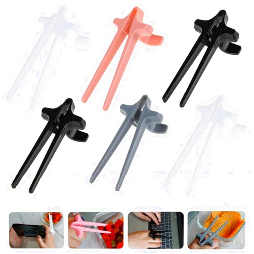 Scooken 6 Pcs Finger Chopsticks for Gamers Snack Grabber Tongs U Bracket - Finger Chips Snack Gamer Chopsticks for Gaming - Reusable Dishwasher Safe Plastic Chopstick - Chopsticks Helper Snacking Tool