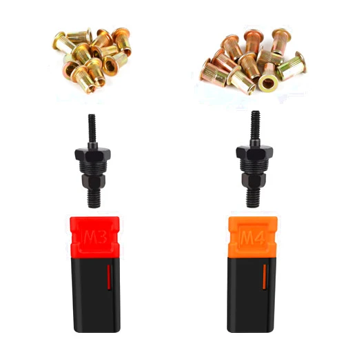 NEXTACK Rivet Nut Too Mandrel Tip & Nosepiece Set M3, M4 & 20 Rivnuts Kit for NEXTACK NT600, NT700 & NT800, Rivnut Tool 607, 1442 & 1443B Swap Spare Parts & Rivnuts Nutserts Kit Accessories