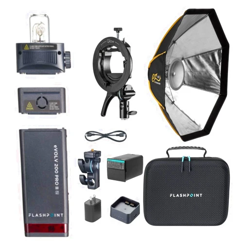 Flashpoint eVOLV 200 Pro II TTL Pocket Flash Kit with Glow EZ Lock Octa Small Quick Softbox (25