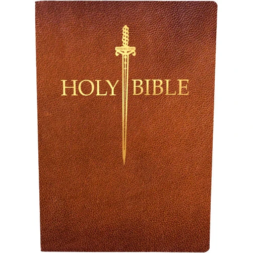 By Whitaker House (Author) KJV Sword Bible, Large Print, Acorn Bonded Leather, Thumb Index: (Red Letter, Brown, 1611 Version) (King James Version Sword Bible)