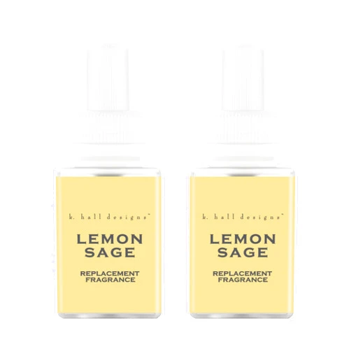 Pura & K. Hall Designs Home Scent Refill - Smart Home Air Diffuser - Up to 120-Hours of Premium Fragrance per Refill - Household Essential - Clean Diffuser Fragrance - 2 Pack, Lemon Sage