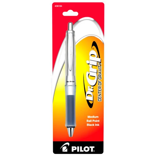 PILOT Dr. Grip Center of Gravity Refillable & Retractable Ballpoint Pen, Medium Point, Grip Color May Vary, Black Ink, Single Pen (36184)