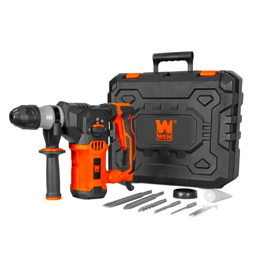 WEN 12-Amp 1-3/16-Inch Variable Speed SDS Plus Corded Rotary Hammer Kit with Case, Chisels, and Drill Bits (RH1042)