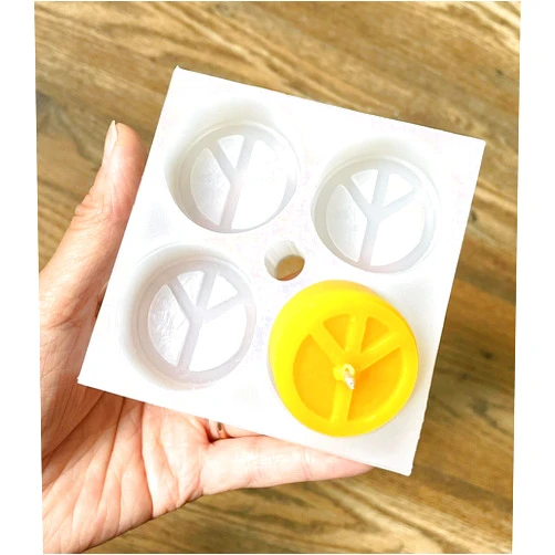 The Handmade Charm Silicone Tealight candle Mold peace sign easy release TheHandmadeCharm