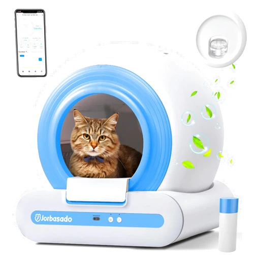 Jorbasado Self Cleaning Litter Box Automatic Cat Litter Box Self Cleaning with APP Odor Control Cat Litter Box Automatic Cleaning for Multiple Cats Families
