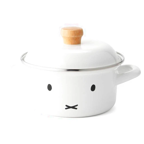 FUJIHORO Fuji Horo Casserole Two-Handed Pot, White, Induction Compatible, 5.9 inches (15 cm), Miffy Face