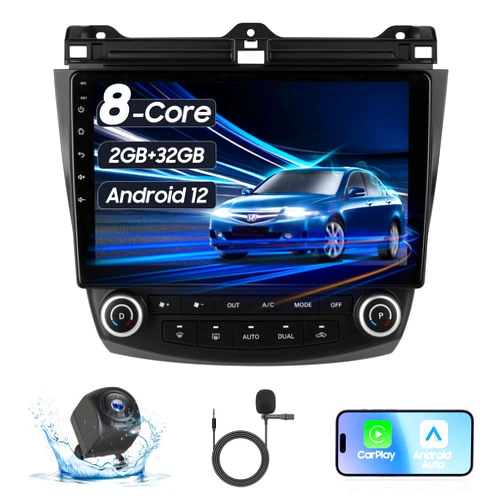 PALYXIU Car Stereo Radio Dash Kit for Honda Accord 7th 2003 2004 2005 2006 2007, Wireless CarPlay Android Auto, 8 Core 10.1 Inch IPS Touch Screen, GPS, Bluetooth, WiFi，Backup Camera
