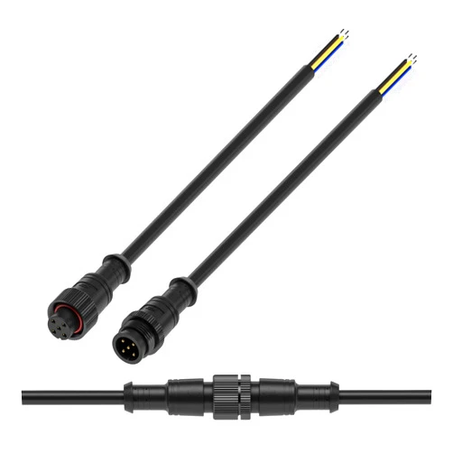BTF-LIGHTING 5 Pin Electrical Metal nut Connector 22AWG IP67 Male Female Connector 7.87in/20cm Extension Cable for Car,Truck,Boat,Indoor/Outdoor LED Strip Lights/String 22mm Metal Nut Big Size