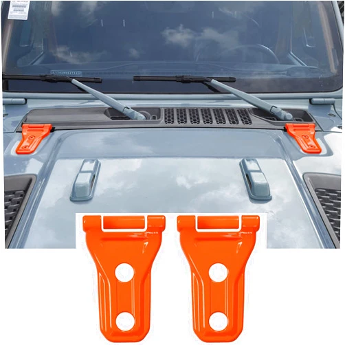 YANWEN Engine Hood Hinge Trim Cover Exterior Decoration Accessories Compatible for 2018-2021 Jeep Wrangler JL JLU Unlimited Sports Sahara Freedom Rubicon,2020-2021 Gladiator JT 2/4 Door (Orange 2Pack)