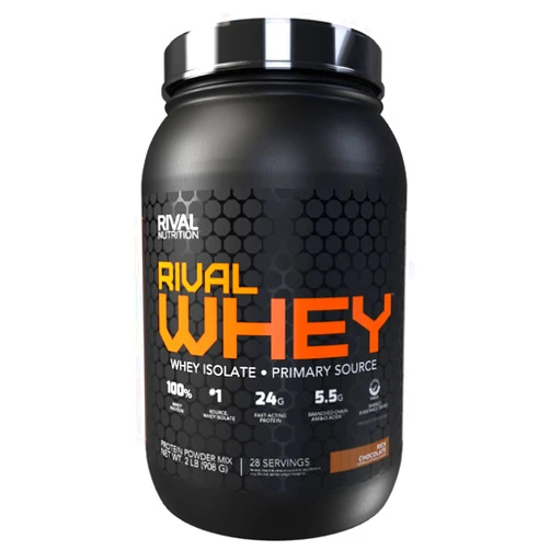 RIVAL NUTRITION Rivalus Rivalwhey – Choc. 2lb - 100% Whey Protein, Whey Protein Isolate Primary Source, Clean Nutritional Profile, BCAAs, No Banned Substances, Made in USA