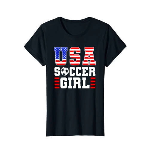 Funny Soccer Apparel For Girls Patriotic USA Soccer Girl T-Shirt