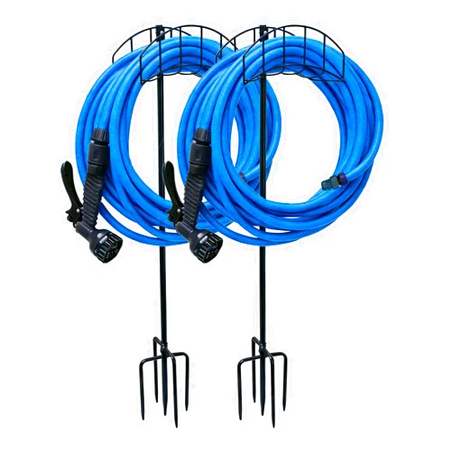 Rexwnadu 2-Pack Garden Hose Holder Freestanding with Upgrade 5 Prongs Base Rustproof Garden Hose Hose Hanger Storage for Outside, Yard, Lawn, Farm