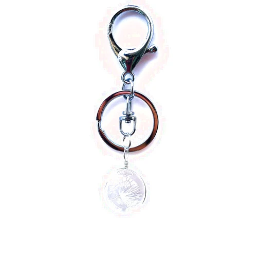 JINZHOUFUZHUANG Dandelion wish true flower transparent pendant key chain, with the unique charm of lucky lady key chain