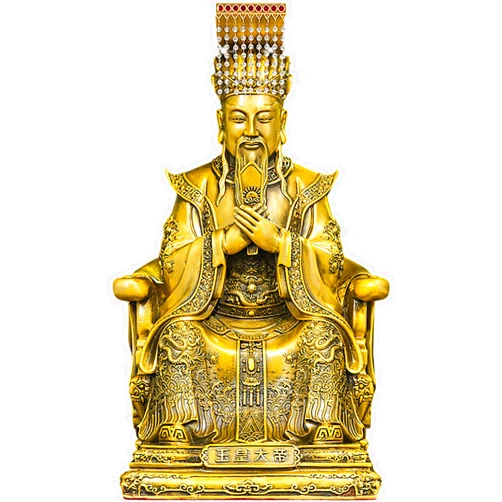 Aris & Juno Brass Jade Emperor Feng Shui Statue – Chinese Spiritual & Prosperity Figurine for Entryway, Home Office Desk or Shelf Decor, Meditation Space, Gift for Boss, Business Owner, Family & Friends