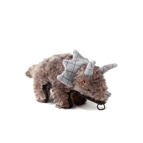 SteelDog Ruffian Triceratops Dinosaur Dog Toy Premium Tough Plush with Tennis Ball