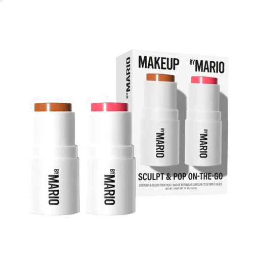 BY MARIO Makeup By Mario Sculpt & Pop On the Go Duo Contour and Blush Stick - Medium/Pale Petal - Warm Golden/Soft Pink