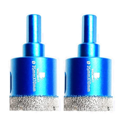BRSCHNITT Dry Diamond Core Drill Bit Set,BRSCHNITT 2pcs/Pack 1 3/8 Inch (35mm) Diamond Hole Saw Core Drill Bit with Triangle Shank for Porcelain Tile Ceramic Stone Granite Marble