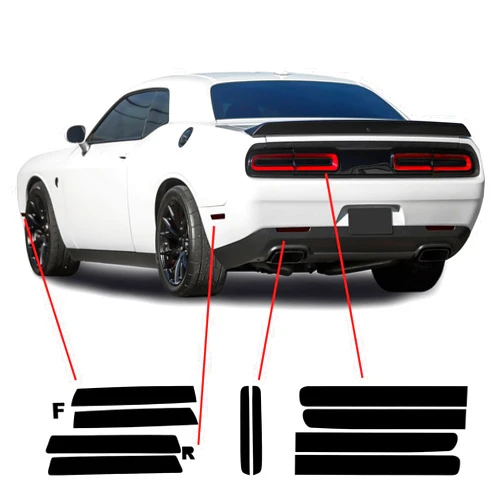 BOGAR TECH DESIGNS Tail Light Sidemarkers Rear Reflectors Tint Kit Compatible with and Fits Dodge Challenger 2015-2024, Dark Smoke