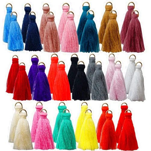 TIHOOD 200PCS Mini Tassel Kit Tiny Craft Tassel 1.2 Inch Handmade Soft Craft with Golden Jump Ring for Earring Jewelry Making, DIY Projects, Making Garland Keychain, Bookmarks, 20 Colors