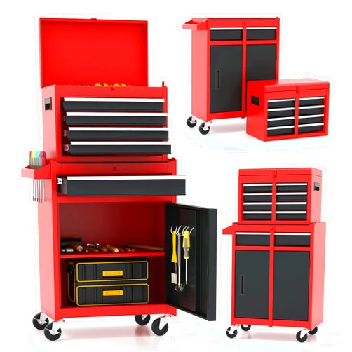 ARNOT 5-Drawer Tool Chest, 2 in 1 Rolling Tool Box, Tool Storage Cabinet with Detachable Top & Adjustable Shelf, w/Lockable Wheels & Sliding Drawers for Garage Workshop, Black+Red