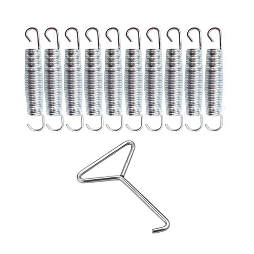 Hengle 4.5 Inch(116mm) Trampoline Springs Heavy Duty Stainless Steel Galvanized Springs (10Pcs) and 1T-Hook