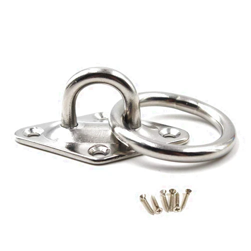 Flomore M10 Pad Eye Plate 304 Stainless Steel Ceiling Hook Heavy Duty Wall Mount Hook with Screws (1 Piece)