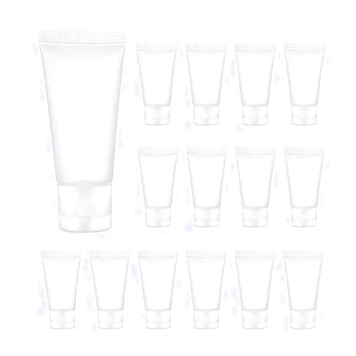 VANTOBEST 20Pcs Transparent Plastic Empty Tubes with Flip Cap Soft Tubes Squeeze Bottle Facial Cleaning Bottles Refillable Makeup Sample Holder Dispenser (15ml/0.5oz)