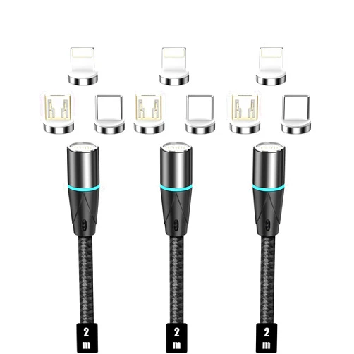 N. NETDOT NetDot Magnetic Charging Cable,3in1 Gen12 3 Pack (6.6ft) Max 18W Fast Charging Magnetic Phone Charger and Data Transfer Magnetic Charger for Micro USB, USB-C/Type c and i-Product