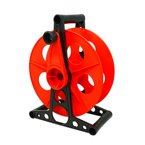 Woods E103 E-103 Wheel, Holds Up to 150 16/3 Extension 125 Feet of 14/3 Gauge Cord, Holiday, Rope, Hose Reel Storage and Light Wire, Heavy Duty Plastic, red and black