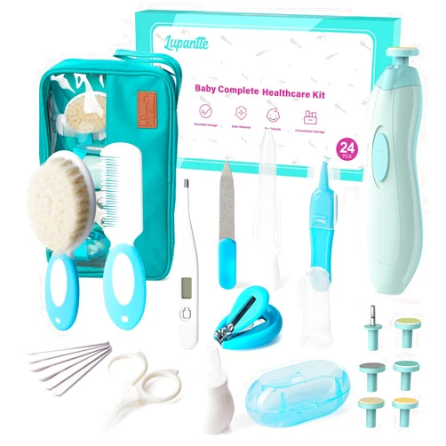 Lupantte Baby Healthcare and Grooming Kit, 24 in 1 Baby Electric Nail Trimmer Set, Lupantte Nursery Care Kit, Toddler Nail Clippers, Medicine Dispenser, Infant Comb, Brush, etc. Baby Care Products