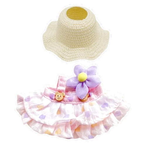 Meumtuu 17cm Doll Clothes for Labubu - Stylish Dolls Clothes Accessories Cute Outfit for Labubu Doll Dress up (Dress Pink)
