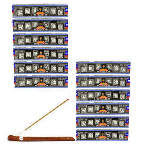 Nag Champa Satya Super Hit Incense Sticks Pack of 12 Incense Sticks Boxes 15 gms Each - With Trumiri Incense Holder